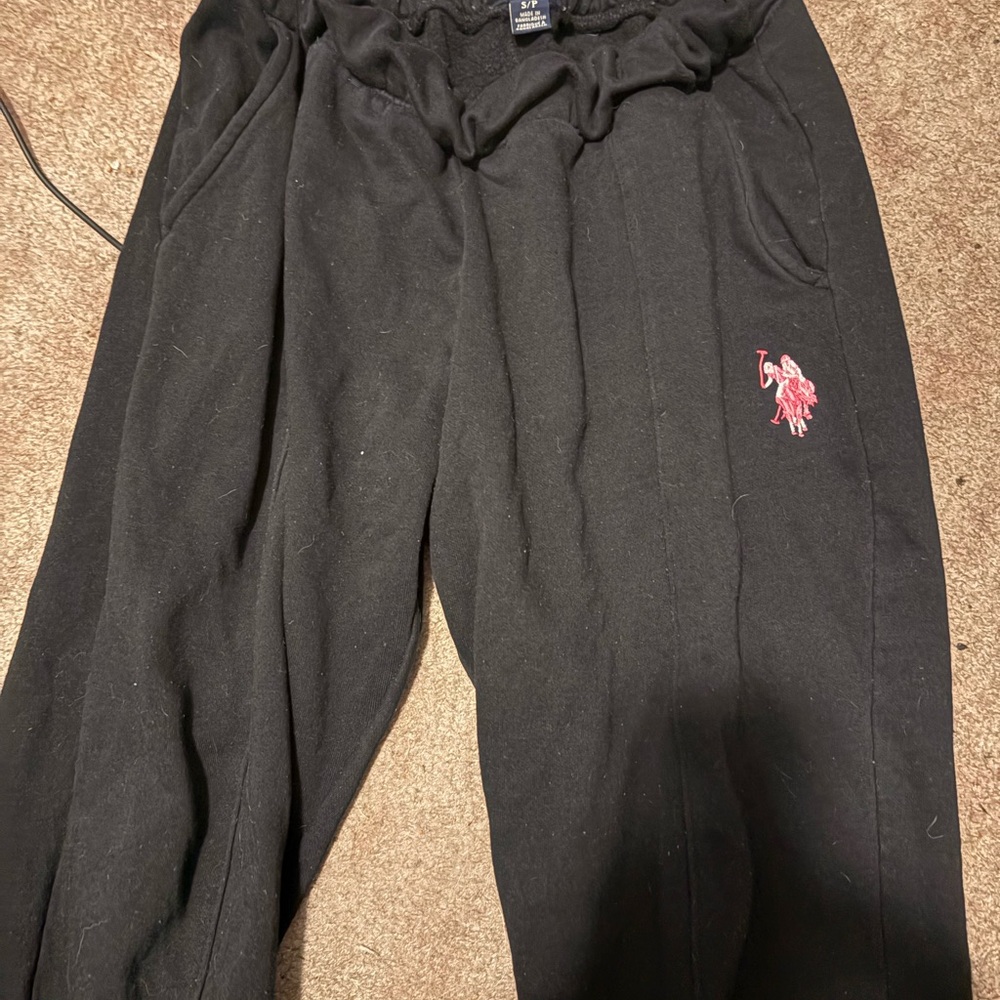 U.S. Polo Assn. Black Sweatpants with Red Accent